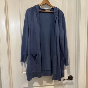 Elegant Blue Hooded Cardigan
